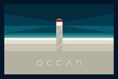 Wektorowy Minimalny plakat: Ocean royalty ilustracja Wektorowy Minimalny plakat: Ocean royalty ilustracja