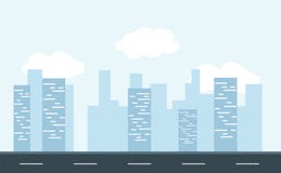 Wektorowy niebo, miasto i droga, ilustracji Wektorowy niebo, miasto i droga, ilustracji