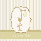 Welcome Baby Card With Stork Stock Photos