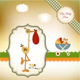 Welcome Baby Card With Stork Royalty Free Stock Photography