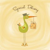 Welcome Baby Card With Stork Stock Image