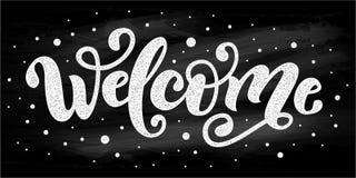 Welcome. Hand Lettering word. Handwritten modern brush typography sign. Black and white. Vector illustration vector illustration Welcome. Hand Lettering word. Handwritten modern brush typography sign. Black and white. Vector illustration vector illustration