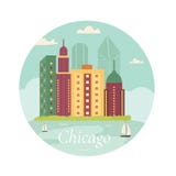 Welcome to Chicago poster.View on lake. skyscraper stock illustration Welcome to Chicago poster.View on lake. skyscraper stock illustration