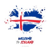 Welcome to Iceland. Flag and map of the country royalty free illustration Welcome to Iceland. Flag and map of the country royalty free illustration