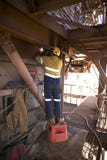 Welder wearing full safety equipment glove, mask using and standing up on industry safety steps while commencing welding parent me stock photos Welder wearing full safety equipment glove, mask using and standing up on industry safety steps while commencing welding parent me stock photos