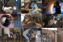 Welderen producerar prövkopior fotografering för bildbyråer Welderen producerar prövkopior fotografering för bildbyråer