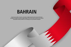 Wellenartig bewegendes Band mit Flagge von Bahrain, stock abbildung Wellenartig bewegendes Band mit Flagge von Bahrain, stock abbildung