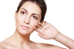 Wellness. Woman model face with healthy clean skin royalty free stock image Wellness. Woman model face with healthy clean skin royalty free stock image