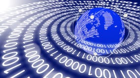 Welt, die Daten in den Kreisen ausstrahlt stock abbildung Welt, die Daten in den Kreisen ausstrahlt stock abbildung