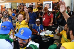 Weltcup 2018, Fußballfane auf den Straßen von Moskau stockfotografie Weltcup 2018, Fußballfane auf den Straßen von Moskau stockfotografie