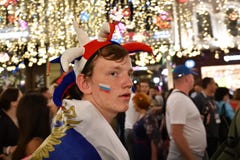 Weltcup 2018, Fußballfane auf den Straßen von Moskau lizenzfreie stockfotografie Weltcup 2018, Fußballfane auf den Straßen von Moskau lizenzfreie stockfotografie