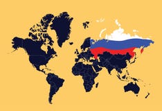 Weltkarte, die Russische Föderation zeigt stock abbildung Weltkarte, die Russische Föderation zeigt stock abbildung