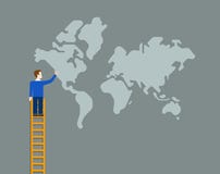 Weltweiter globaler Globalisierungsweltkarte-Geschäftsvektor flach vektor abbildung Weltweiter globaler Globalisierungsweltkarte-Geschäftsvektor flach vektor abbildung