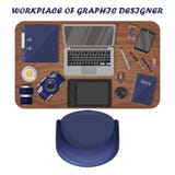 Werkplaats grafische ontwerper, fotograaf Mening van hierboven royalty-vrije illustratie Werkplaats grafische ontwerper, fotograaf Mening van hierboven royalty-vrije illustratie