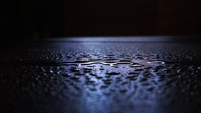 Wet asphalt, night scene of an empty street with a little reflection in the water royalty free stock photos Wet asphalt, night scene of an empty street with a little reflection in the water royalty free stock photos