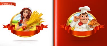 Wheat and Bread. Farmer and Baker. 3d vector Stock Photos Wheat and Bread. Farmer and Baker. 3d vector Stock Photos