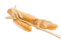 Wheat Bread With Bran, Bun With Sesame And Wheat Spikes Royalty Free Stock Photos Wheat Bread With Bran, Bun With Sesame And Wheat Spikes Royalty Free Stock Photos