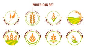 Wheat icon set on white background. Vector illustration. Suitable for labels stock illustration Wheat icon set on white background. Vector illustration. Suitable for labels stock illustration