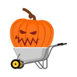Wheelbarrow αποκριές μεγάλες φοβερές κολοκύθες Εκλεκτής ποιότητας κολοκύθα Β διανυσματική απεικόνιση Wheelbarrow αποκριές μεγάλες φοβερές κολοκύθες Εκλεκτής ποιότητας κολοκύθα Β διανυσματική απεικόνιση