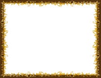Whimsical Golden Border, Brown Background Stock Image 