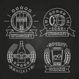 Whisky i napoju etykietki inkasowe na chalkboard ilustracja wektor Whisky i napoju etykietki inkasowe na chalkboard ilustracja wektor