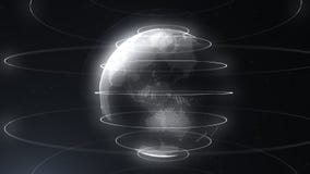 White abstract sphere. Connected white dots with lines. Globalization interface. Planet is situated on the centre. Close stock illustration White abstract sphere. Connected white dots with lines. Globalization interface. Planet is situated on the centre. Close stock illustration