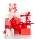 White And Red Christmas Gifts Isolated Royalty Free Stock Image