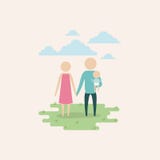White background sky landscape and grass with silhouette set pictogram man carrying a baby and holding hand woman Stock Photography White background sky landscape and grass with silhouette set pictogram man carrying a baby and holding hand woman Stock Photography