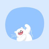 White Bear Cartoon Character Cute On Blue Pastel Color Background For Banner Copy Space Empty, White Bear On Speech Bubble Royalty Free Stock Photos