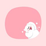 White Bear Cartoon Character Cute On Pink Pastel Color Background For Banner Copy Space Empty, White Bear On Speech Bubble Royalty Free Stock Image