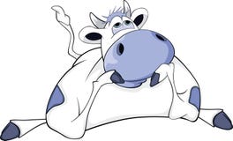 Happy blue cow. Cartoon royalty free illustration Happy blue cow. Cartoon royalty free illustration
