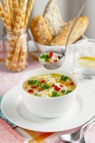 White bowl with fresh homemade chicken soup stock image White bowl with fresh homemade chicken soup stock image