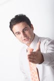 White business man pointing at somebody with hand
