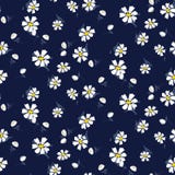 White chamomile flowers seamless vector blue pattern. vector illustration White chamomile flowers seamless vector blue pattern. vector illustration