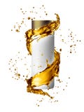 White cream bottle mock up of water splash golden color. Royalty Free Stock Photos White cream bottle mock up of water splash golden color. Royalty Free Stock Photos