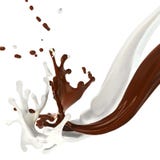 White cream and liquid chocolate motion