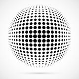 White 3D vector halftone sphere.Dotted spherical background.Logo template with shadow.Circle dots isolated on the white royalty free illustration White 3D vector halftone sphere.Dotted spherical background.Logo template with shadow.Circle dots isolated on the white royalty free illustration
