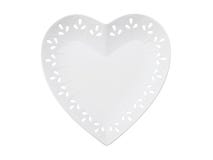 White empty heart plate with decorative pattern isolated on white background. royalty free illustration White empty heart plate with decorative pattern isolated on white background. royalty free illustration