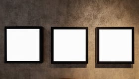 Three Empty Frame On The Shelf With Books.Blank Advertisement Banner Poster Mock Up Isolated Template Clipping Path stock image Three Empty Frame On The Shelf With Books.Blank Advertisement Banner Poster Mock Up Isolated Template Clipping Path stock image
