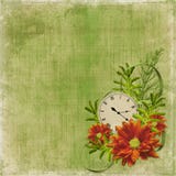 White Frame With Flowers And Clock Stock Photo White Frame With Flowers And Clock Stock Photo