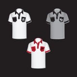 White and gray men`s shirts with emblems. stock illustration White and gray men`s shirts with emblems. stock illustration