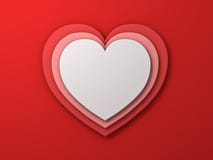 White Heart On Red Layer Hearts Valentines Day Card Background With Shadow 3D Render Royalty Free Stock Photography
