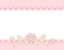 White Lace Pink Ribbon and Rose Border