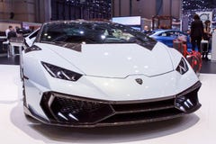 White Lamborghini Huracan Geneva Motor Show 2015 Stock Images White Lamborghini Huracan Geneva Motor Show 2015 Stock Images
