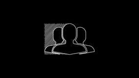White line Users group icon isolated on black background. Group of people icon. Business avatar symbol users profile