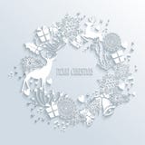 White Merry Christmas wreath greeting card