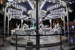 White Merry Go Round at Night stock images White Merry Go Round at Night stock images