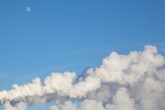 White Moon, Clouds And Smoke From Heat Royalty Free Stock Photography