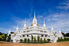 White Pagodas At Wat Asokaram, Samut Prakan Stock Images