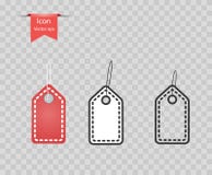 White and Red price tag label with a loop and thread isolated on a transparent background. The concept of sales. Vector element. royalty free illustration White and Red price tag label with a loop and thread isolated on a transparent background. The concept of sales. Vector element. royalty free illustration